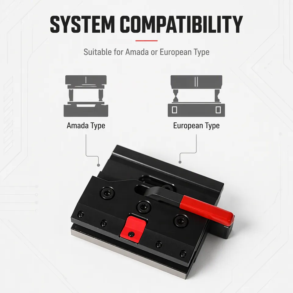 Punch holder clamp compatible with Amada and European style tooling